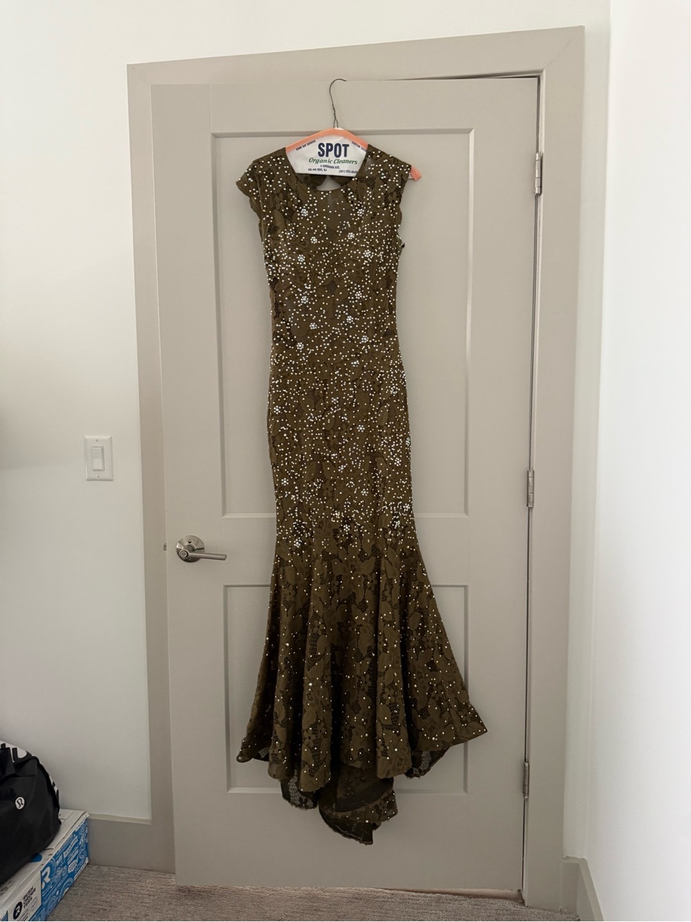 Jovani Olive Green Sequin Fitted Mermaid Gown